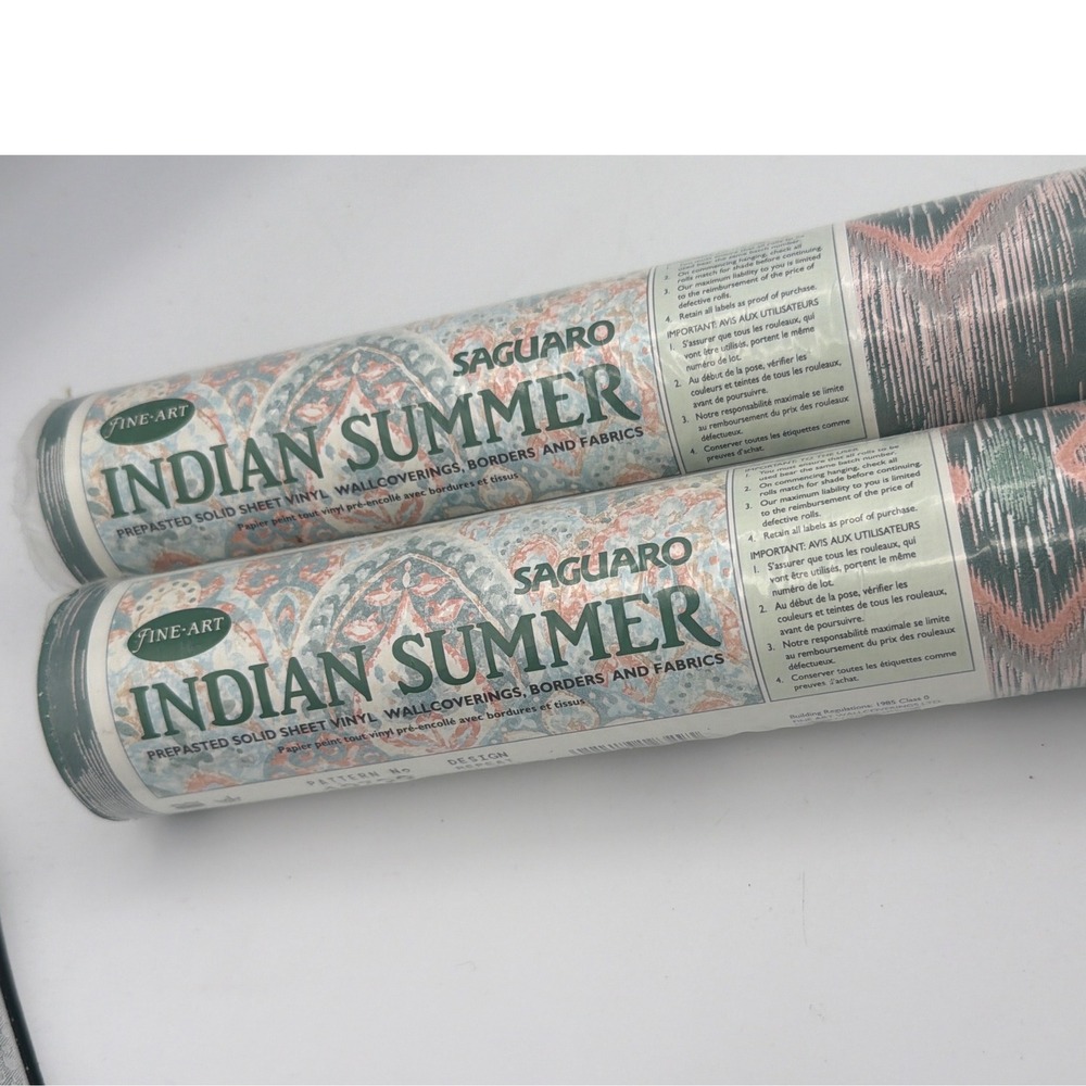 2 Rolls Vintage Fine Art "Indian Summer" Saguaro Cactus Wallpaper Boho Western